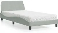 Letto con Materasso Grigio Chiaro 100x200 cm in Velluto 3208351