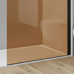 Box doccia walk-in 120cm in vetro temperato bronzo e profilo nero Klug