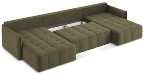 Divano angolare color kaki allungabile/con contenitore (a U) Moku – Makamii