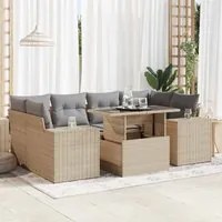 Set Divani da Giardino 7 pz con Cuscini Beige in Polyrattan 3326750