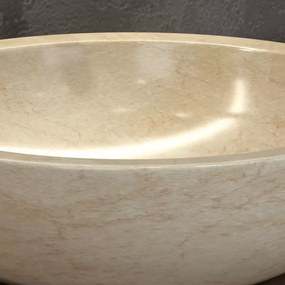 Lavabo bagno da appoggio in marmo crema 40cm | Litos-EC40 - KAMALU