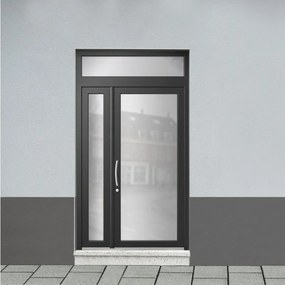 Portoncino d'ingresso Condo20 con vetro L 90 x H 210 cm in PVC nero, apertura spingere a destra