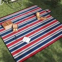 Tovaglia Picnic Pieghevole Strisce Rosse Blu 200x200 cm Velluto 4004212