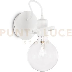 Radio applique a parete in metallo con lampadina e27 inclusa bianco