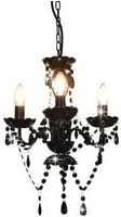 Lampadario con Perline Nero Tondo 3 E14