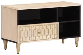 Mobile Porta Tv 80x33x46 Cm İn Legno Massello Di Mango /