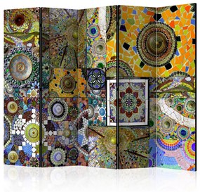 Paravento design Mosaico soleggiato II (5 pezzi) - composizione etnica colorata