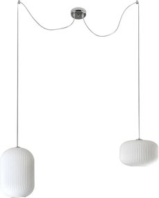 Lampadario Glamour Rebecca cromo paralume bianco E27 NOVECENTO