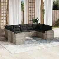 Set Divano da Giardino 9pz con Cuscini Grigio Chiaro Polyrattan 3223001