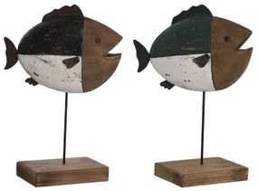 Statua Decorativa DKD Home Decor Multicolore Naturale Pesce 18 x 8 x 26 cm (2 Unità)