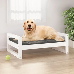 Cuccia per cani bianca 75,5x55,5x28cm in legno massello di pino