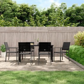 Set da pranzo da giardino 7 pz in polyrattan e acciaio