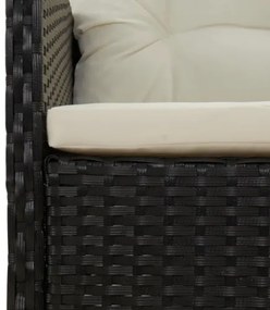 Set da Giardino 2 pz con Cuscini Nero in Polyrattan