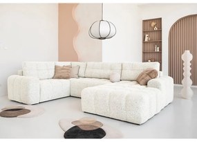 Divano angolare componibile color crema allungabile/con contenitore (con penisola a sinistra) Lulu – Miuform