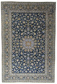 Kashan Tappeto 420x280 Blu (Iran) Annodato A Mano