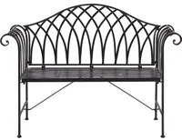 Panca da giardino per esterni in metallo Nero 130 cm 2 posti con braccioli svasati in stile vintage