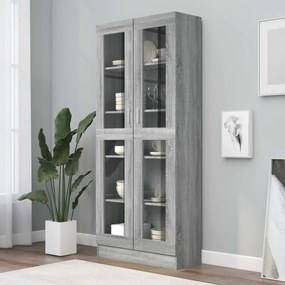Mobile Vetrina Grigio Sonoma 82,5x30,5x185,5 Legno Multistrato /