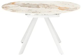 Tavolo in pietra effetto marmo Pandora ROUND con piano girevole D135 cm