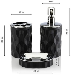 Set da bagno REINA 5 pz nero/cromo