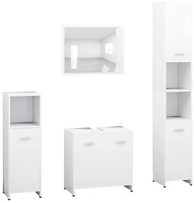 Set mobili da bagno 4 pz bianco in legno multistrato