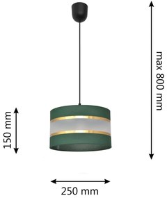 Lampadario a sospensione con filo HELEN 1xE27/15W/230V diametro 25 cm verde/oro
