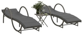 Lettini Prendisole 2 Pz Con Tavolino Grigio İn Polyrattan /