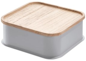 Scatola grigia con coperchio in legno di paulownia , 21,3 x 21,3 cm Eco - iDesign