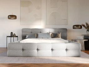 Letto trapuntato 140 x 190 cm Tessuto chiné Grigio  - LERUCO di PASCAL MORABITO