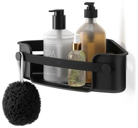 Mensola da bagno senza foratura/ad angolo nera in plastica Flex Adhesive – Umbra