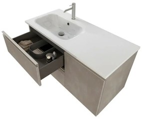 Composizione bagno sospesa 100 cm Master grigia con top e specchio