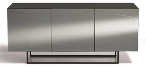 Madia credenza a 3 ante in vetro specchio fumcocca antracite e piedini sagomati ISIDE