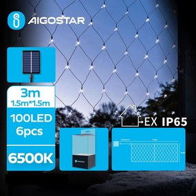 Aigostar - Catena solare a LED 100 LED/8 funzioni 4,5x1,5 m IP65 bianco freddo