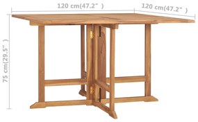 Tavolo da Giardino Pieghevole 120x120x75cm in Massello di Teak