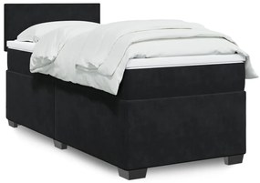 Giroletto A Molle Con Materasso Nero 90x190 Cm İn Velluto /