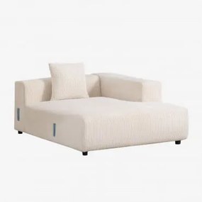 Módulo Chaise Longue Destro Con Cuscino Per Divano Modulare Bruna Velluto A Coste Beige Lin - Sklum