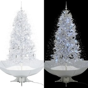 Albero di Natale con Neve e Base a Ombrellone, Bianco / 190 cm