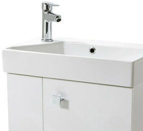 Mobile bagno sospeso salvaspazio 55 cm bianco lucido con specchio Strada