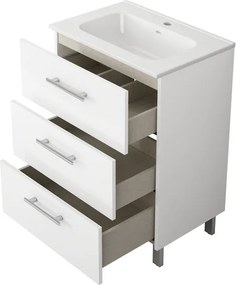 Base Remix 3 cassetti, L60 X P39 X H57.7cm bianco lucido, con piedini