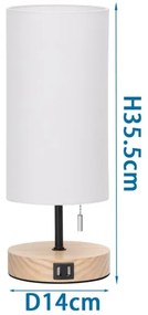 Aigostar - Lampada da tavolo con porta USB 1xE27/40W/230V beige