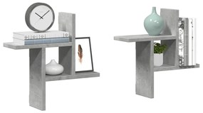 Mensole A Muro 2pz Grigio Cemento 38x12x38 Cm İn Truciolato /