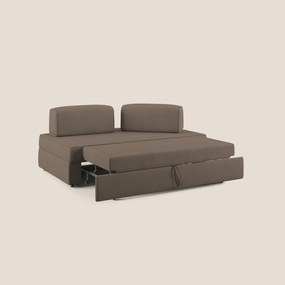 Liberty divano con pouf estraibile e schienali movibili in tessuto morbido impermeabile T02 marrone