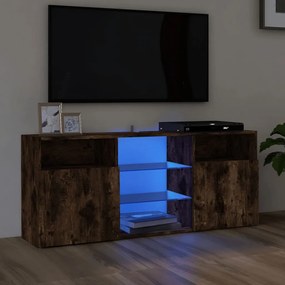 Mobile porta tv con luci led rovere fumo 120x30x50 cm