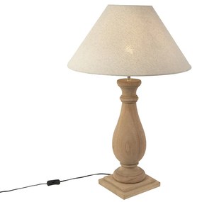 Lampada da tavolo rustica con paralume in lino beige 55 cm - Burdock