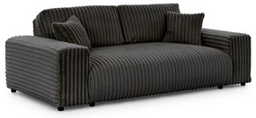 Divano grigio scuro con rivestimento in velluto a coste 213 cm Justin – Ropez