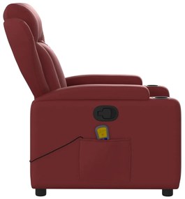 Poltrona massaggiante reclinabile rosso vino in similpelle