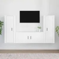 Set Mobili Porta TV 3 pz Bianco in Legno Multistratocod mxl 124755