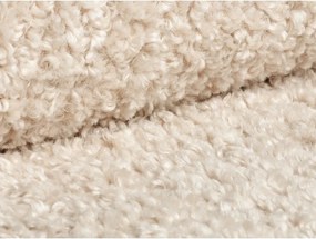 Poggiapiedi beige con rivestimento in bouclé Dia – Micadoni