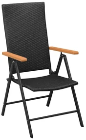 Set da pranzo da giardino 7 pz nero e marrone