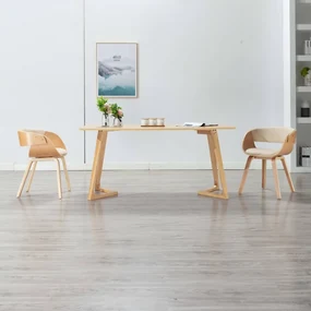 Sedie Da Pranzo 2 Pz İn Legno Curvato E Similpelle Crema /