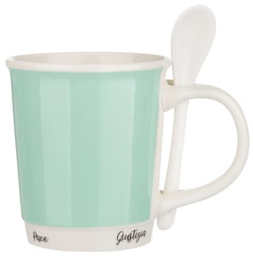 Mug turchese 400 ml con cucchiaino